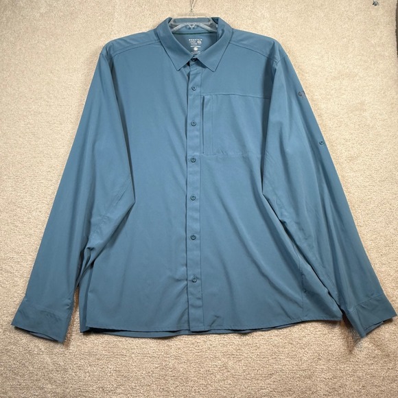 Mountain Hardwear Men's Long Sleeve Button Up Shirt Blue XL Outdoor Performance - Picture 2 of 7